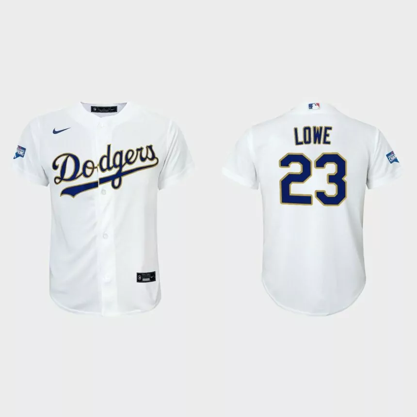 Youth Los Angeles Dodgers Derek Lowe 2021 Gold Program White Gold Replica Jersey