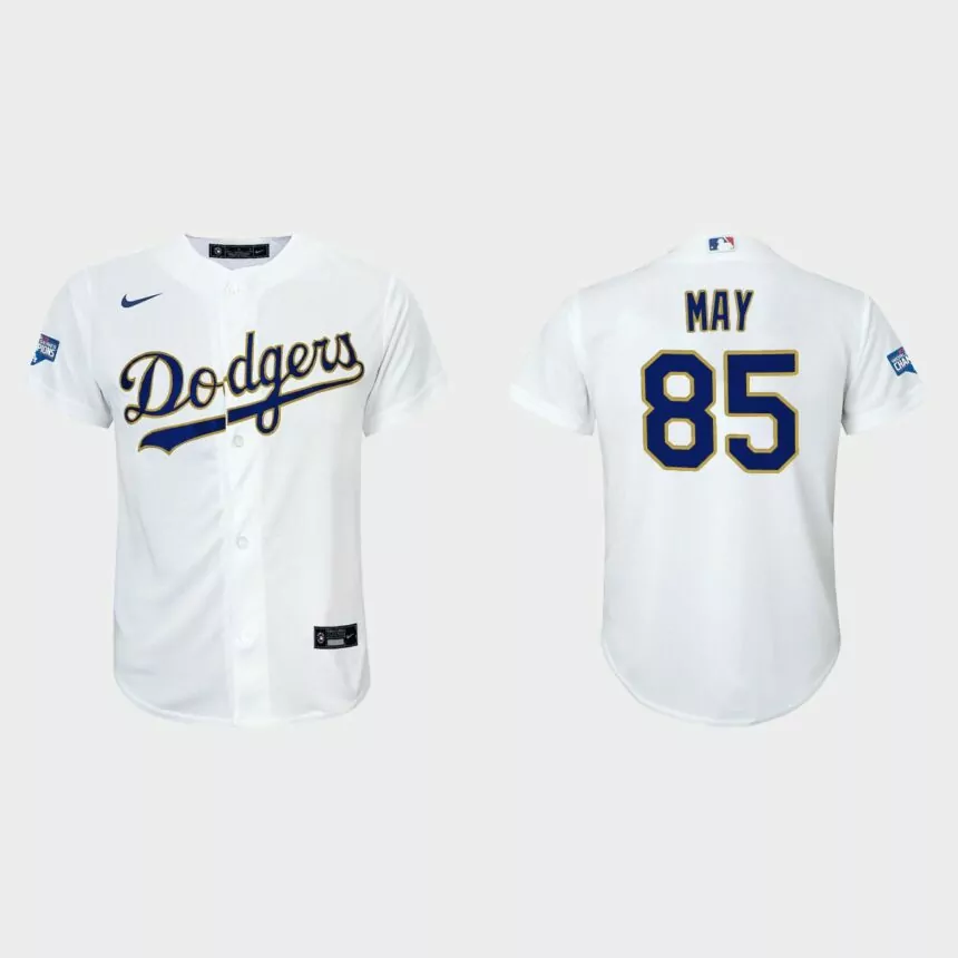 Youth Los Angeles Dodgers Dustin May 2021 Gold Program White Gold Replica Jersey