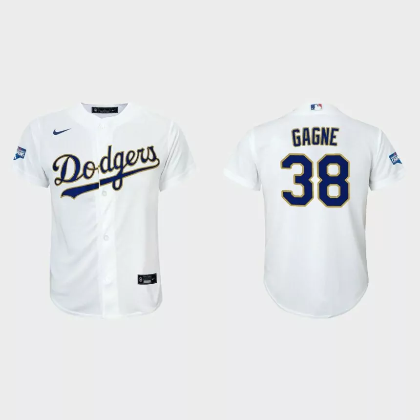 Youth Los Angeles Dodgers Eric Gagne 2021 Gold Program White Gold Replica Jersey