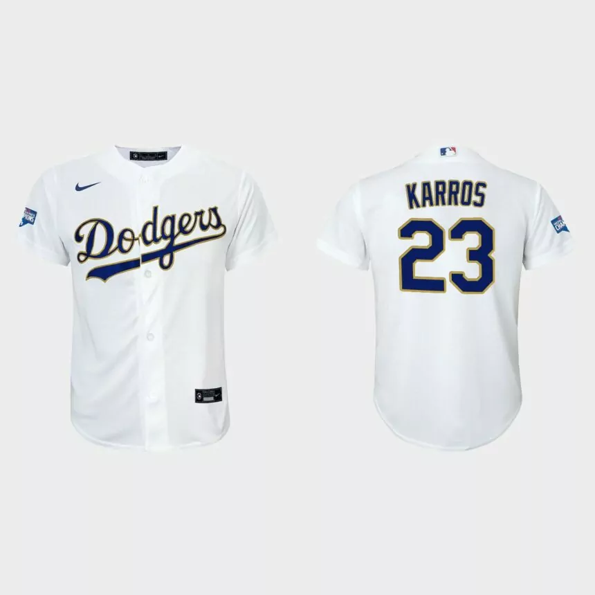 Youth Los Angeles Dodgers Eric Karros 2021 Gold Program White Gold Replica Jersey
