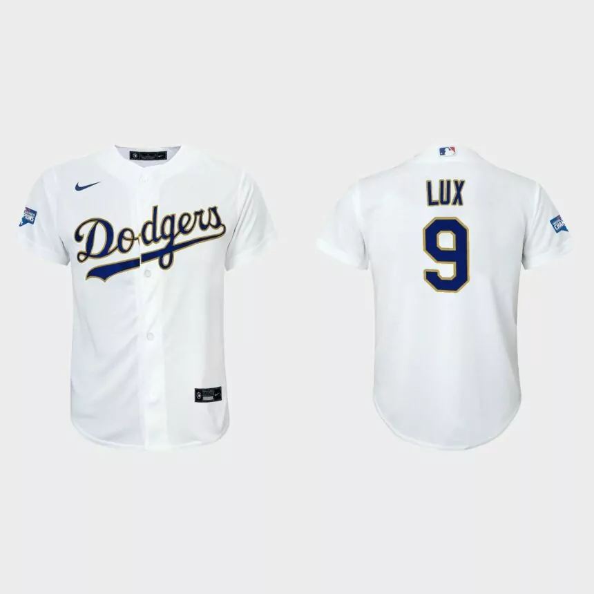 Youth Los Angeles Dodgers Gavin Lux 2021 Gold Program White Gold Replica Jersey