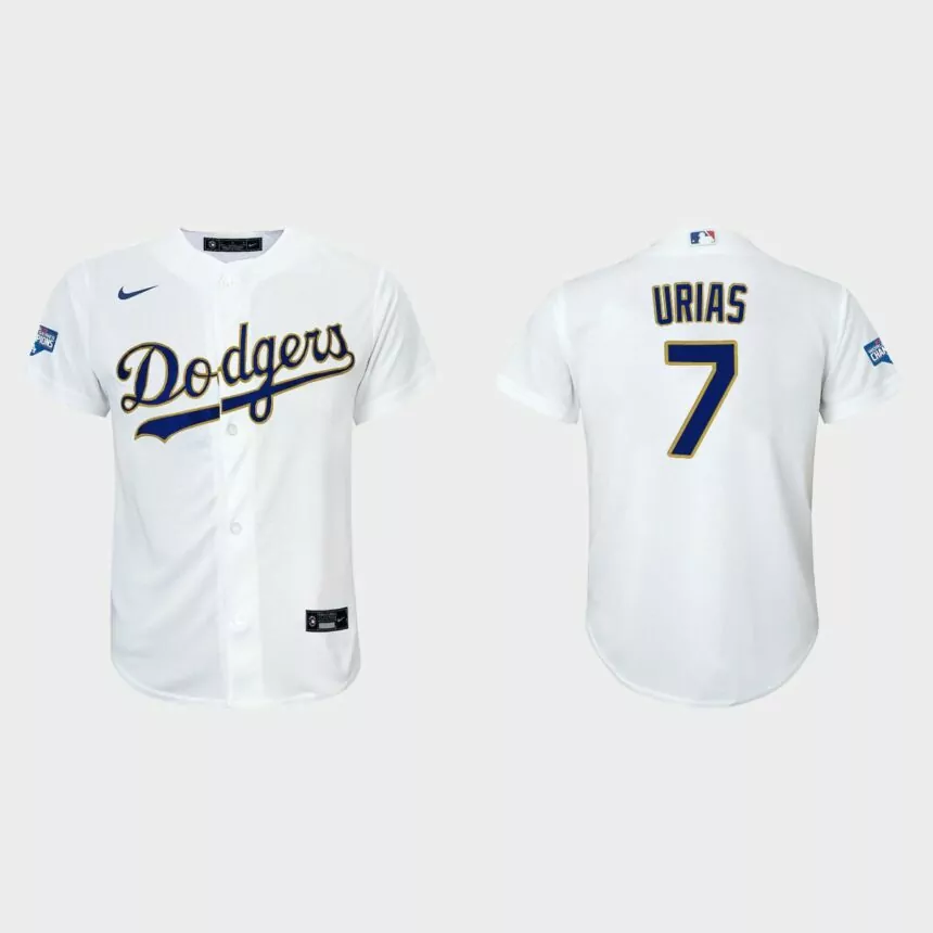 Youth Los Angeles Dodgers Julio Urias 2021 Gold Program White Gold Replica Jersey