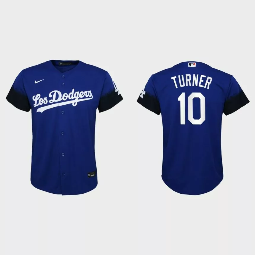Youth Los Angeles Dodgers Justin Turner Royal 2021 City Connect Replica Jersey