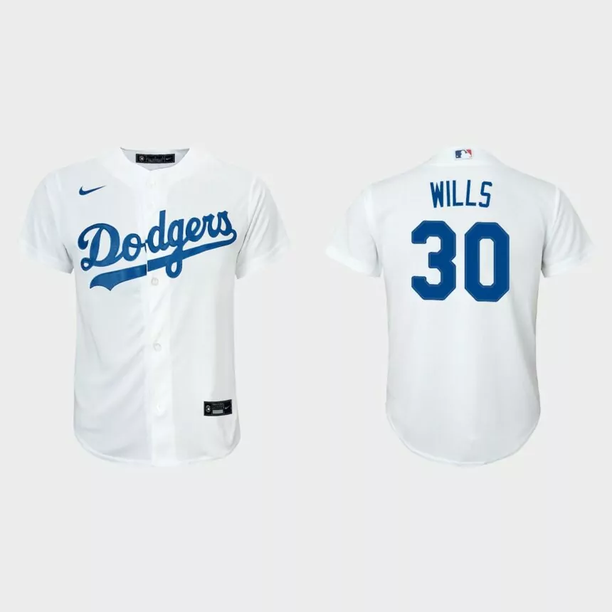 Youth Los Angeles Dodgers Maury Wills White Replica Home Jersey