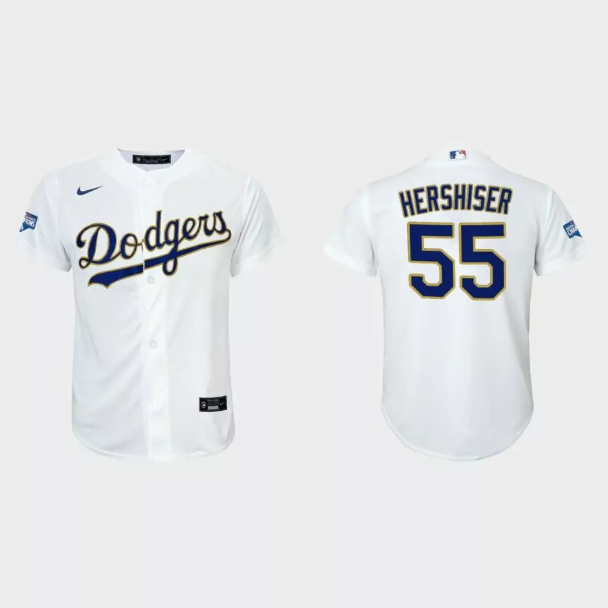 Youth Los Angeles Dodgers Orel Hershiser 2021 Gold Program White Gold Replica Jersey