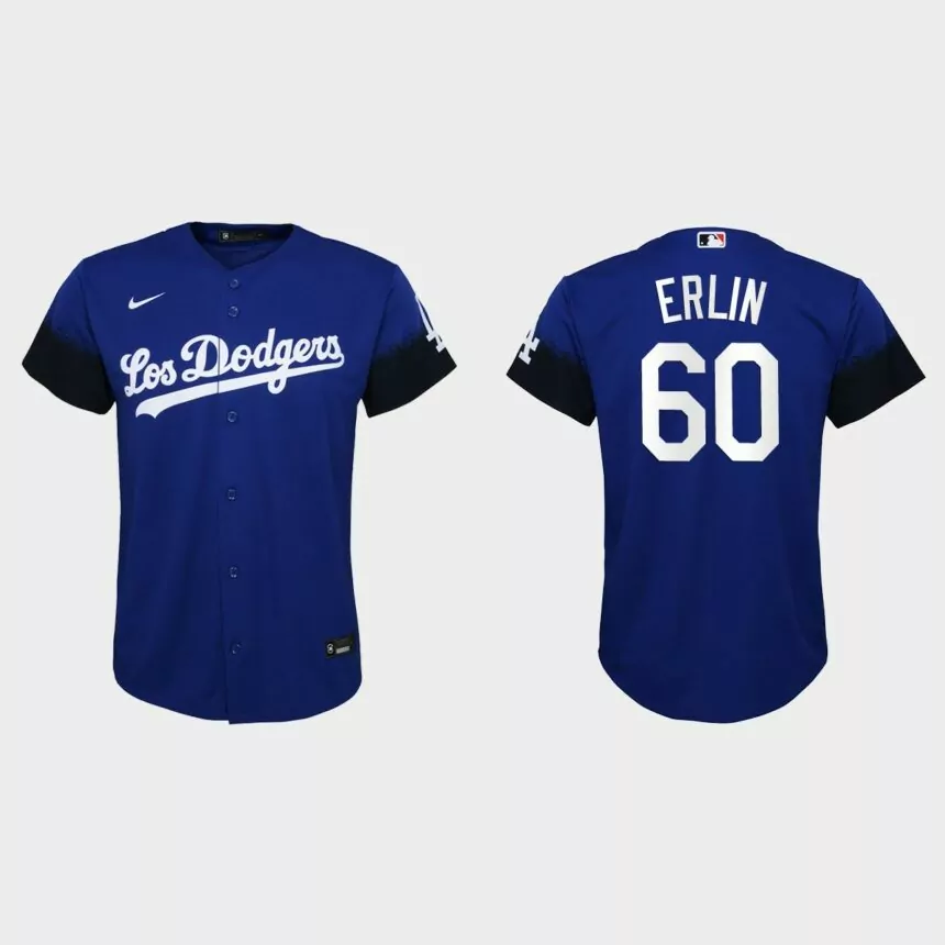 Youth Los Angeles Dodgers Robbie Erlin Royal 2021 City Connect Replica Jersey