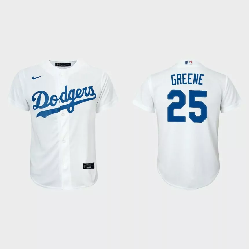 Youth Los Angeles Dodgers Shane Greene White Replica Home Jersey