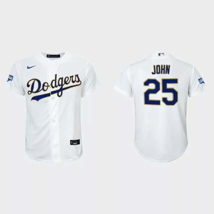 Youth Los Angeles Dodgers Tommy John 2021 Gold Program White Gold Replica Jersey