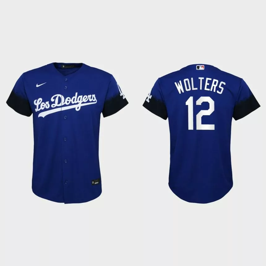 Youth Los Angeles Dodgers Tony Wolters Royal 2021 City Connect Replica Jersey