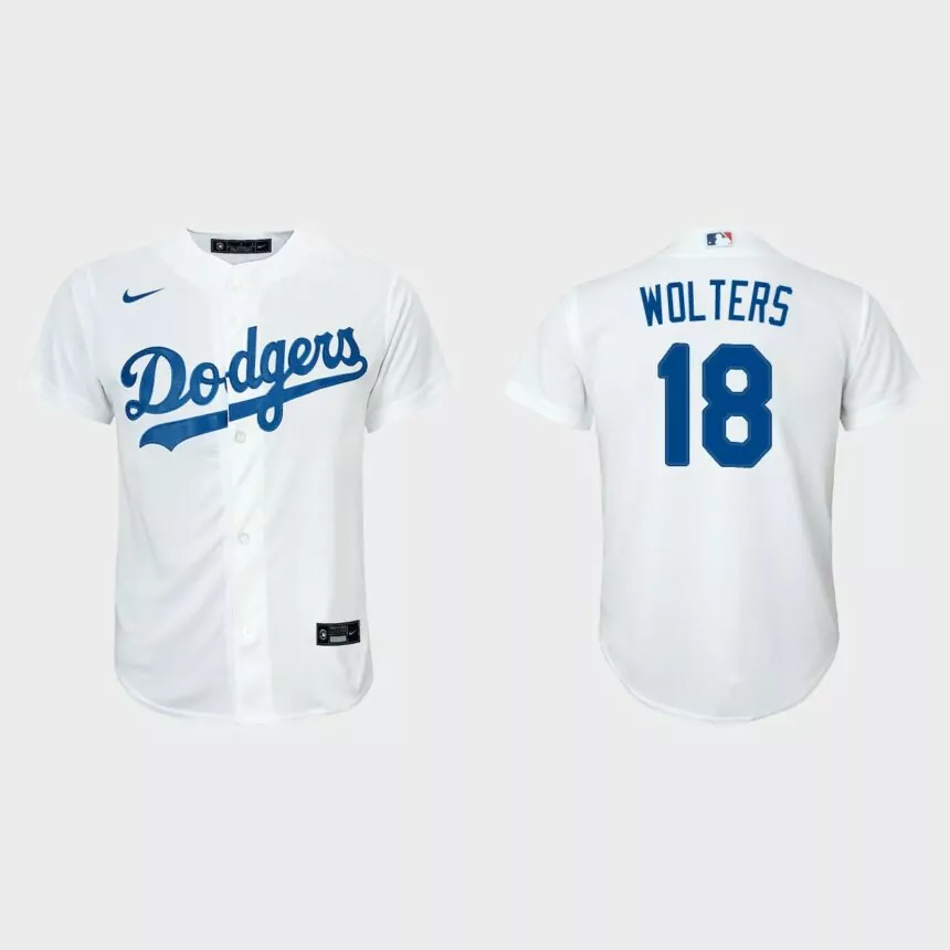 Youth Los Angeles Dodgers Tony Wolters White Replica Home Jersey