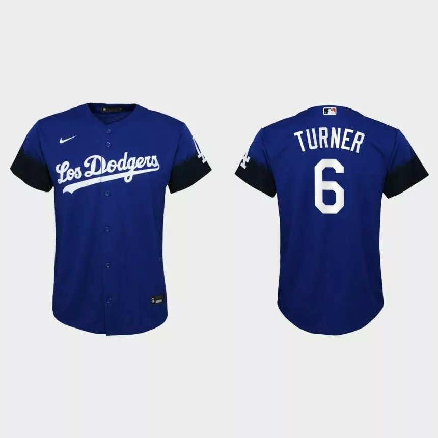 Youth Los Angeles Dodgers Trea Turner Royal 2021 City Connect Replica Jersey