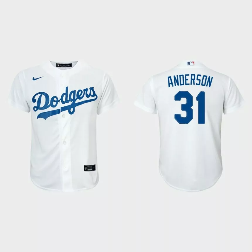 Youth Los Angeles Dodgers Tyler Anderson White Replica Home Jersey