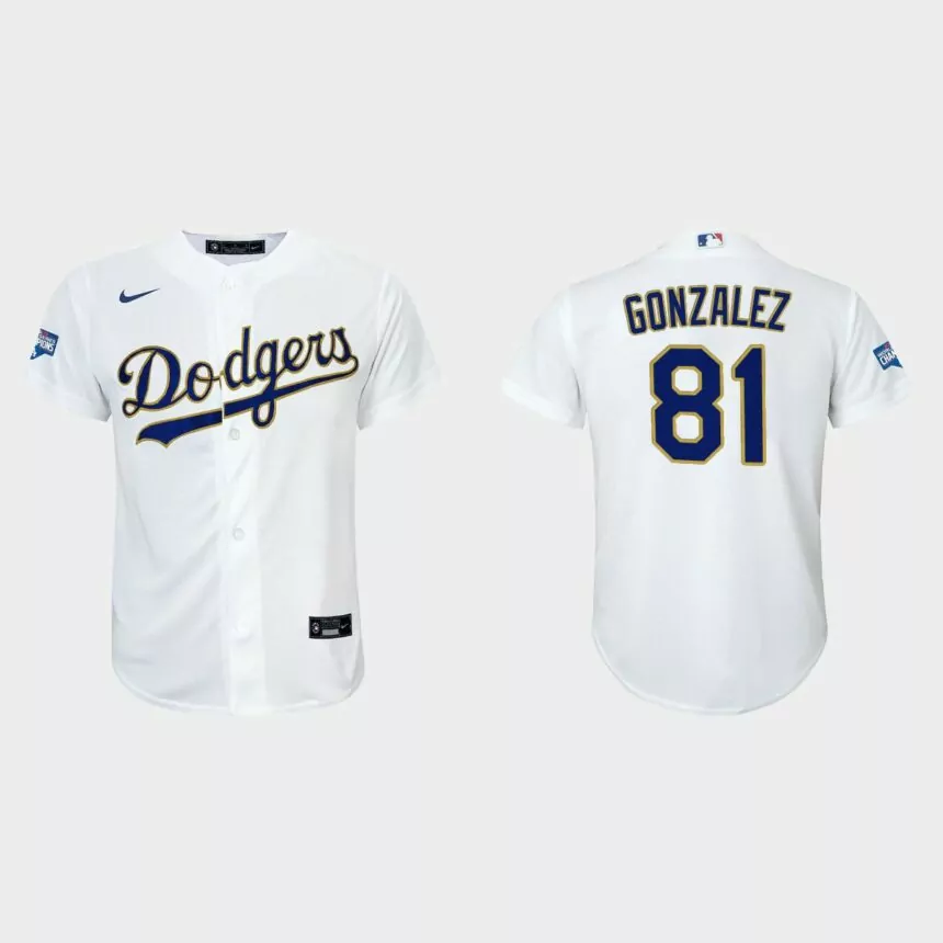 Youth Los Angeles Dodgers Victor Gonzalez 2021 Gold Program White Gold Replica Jersey
