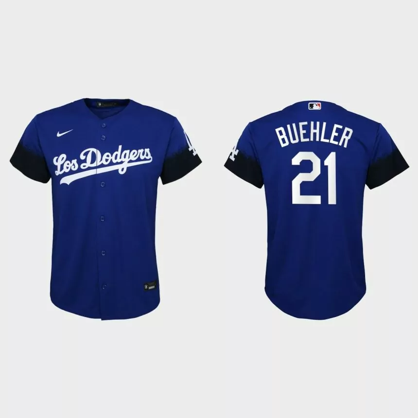 Youth Los Angeles Dodgers Walker Buehler Royal 2021 City Connect Replica Jersey