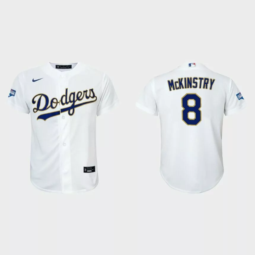Youth Los Angeles Dodgers Zach McKinstry 2021 Gold Program White Gold Replica Jersey