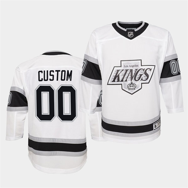 Youth Los Angeles Kings Custom Stitched 2021-22 adidas White Alternate Premier Jersey Stitched