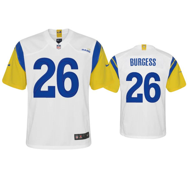 Youth Los Angeles Rams #26 Terrell Burgess 2021 Nike White Modern Throwback Jersey