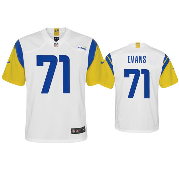 Youth Los Angeles Rams #71 Bobby Evans 2021 Nike White Modern Throwback Jersey