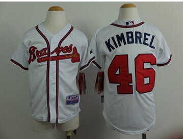 Youth MLB Atlanta Braves #46 Craig Kimbrel White Cool Base Jersey