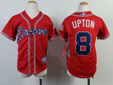 Youth MLB Atlanta Braves #8 Justin Upton Red Cool Base Jersey