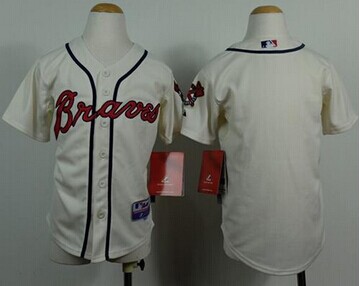 Youth MLB Atlanta Braves Blank Cream Cool Base Stitched Baseball Jersey