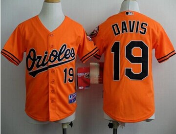 Youth MLB Baltimore Orioles #19 Chris Davis Orange Cool Base Stitched Baseball Jersey