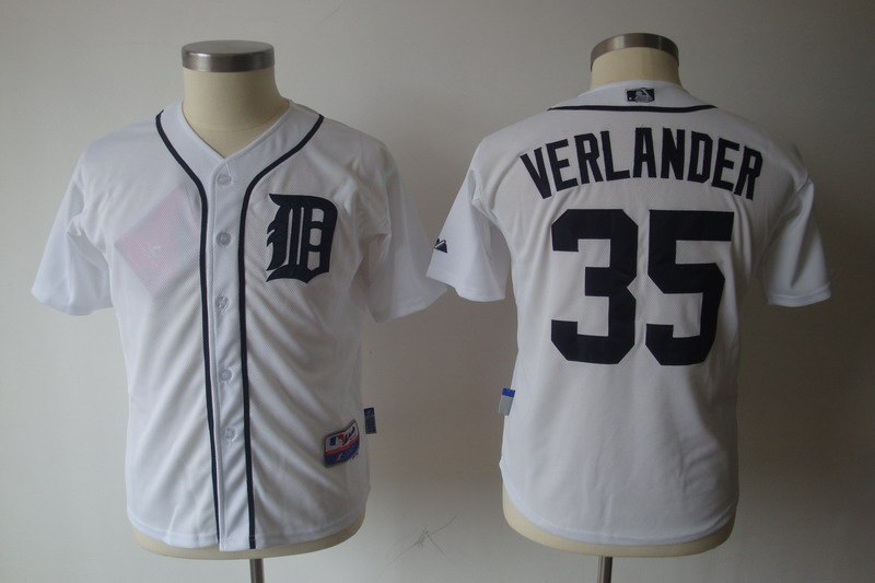 Youth MLB Detroit Tigers 35 Verlander White Jerseys