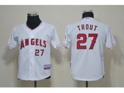 Youth MLB Jersey Los Angeles Angels #27 Trout White Jerseys