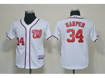 Youth MLB Jersey Washington Nationals #34 Harper White Jerseys