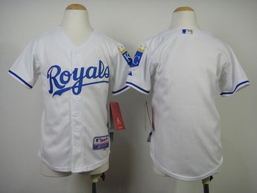 Youth MLB Kansas City Royals Blank White Cool Base Stitched Jersey