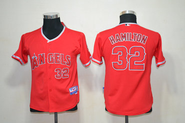 Youth MLB Los Angeles Angels 32 Josh Hamilton Red jerseys