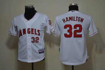 Youth MLB Los Angeles Angels 32 Josh Hamilton White jerseys