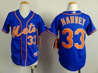 Youth MLB Mets #33 Matt Harvey Blue Alternate Home Cool Stitched Jersey
