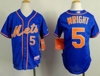 Youth MLB Mets #5 David Wright Blue Alternate Home Cool Stitched Jersey