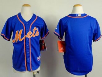 Youth MLB Mets Blank Blue Alternate Home Cool Base Stitched Jersey