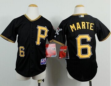 Youth MLB Pittsburgh Pirates #6 Starling Marte Black Cool Base Stitched Baseball Jersey