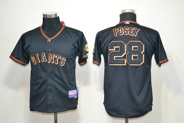 Youth MLB San Francisco Giants 28 Posey Black Jerseys