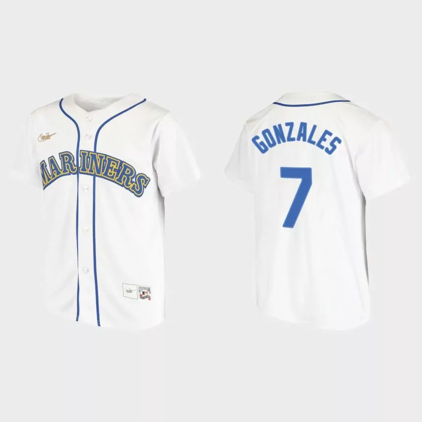 Youth Marco Gonzales Seattle Mariners Home Cooperstown Collection Jersey – White