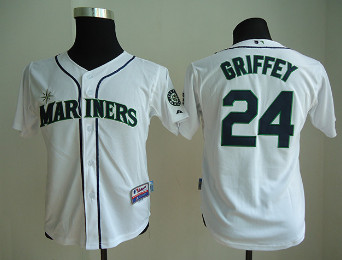 Youth Mariners 24 Griffey White Jerseys