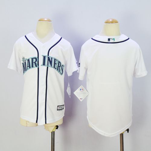 Youth Mariners Blank White Cool Base Stitched MLB Jersey