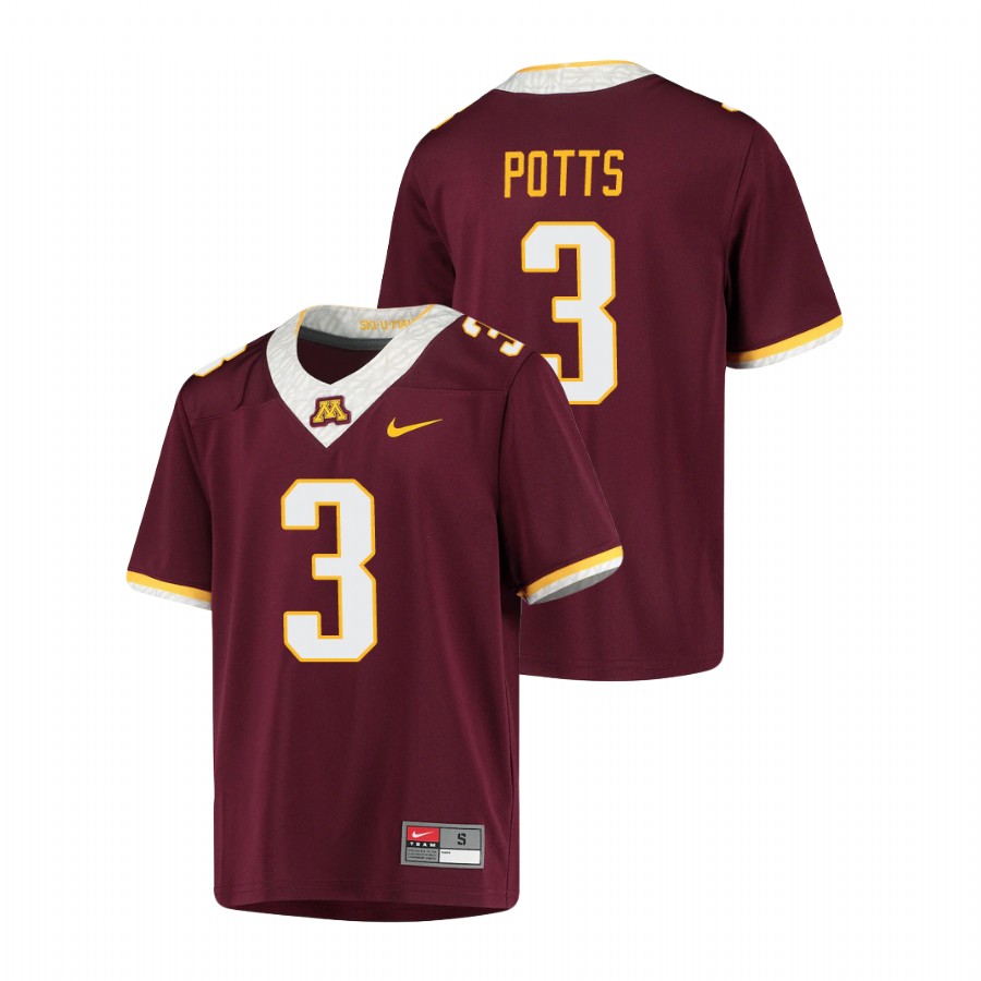 Youth Maroon Minnesota Golden Gophers Treyson Potts Untouchable Football Jersey