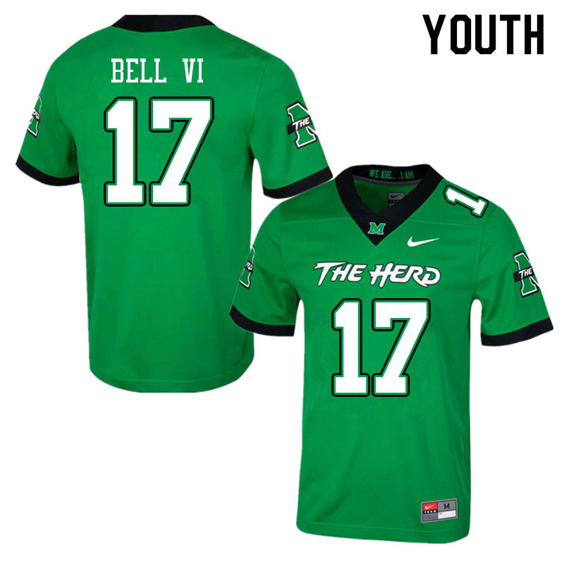 Youth Marshall Thundering Herd #17 Charles Bell VI Stitched 2020 Green College Football Game Jersey