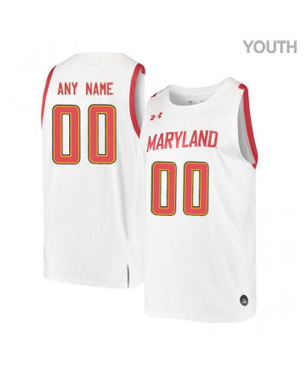 Youth Maryland Terrapins Custom Jalen Smith Steve Francis Aaron Wiggins Eric Ayala Under Armour White Basketball Jersey