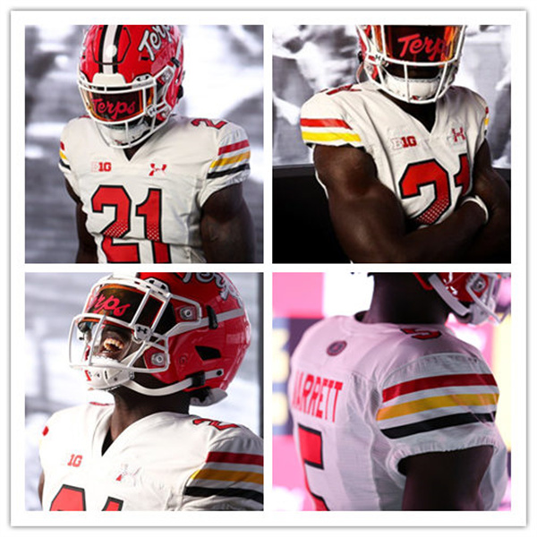 Youth Maryland Terrapins Custom Terrence Lewis Taulia Tagovailoa Nick Cross Demeioun Robinson Stefon Diggs Under Armour White 