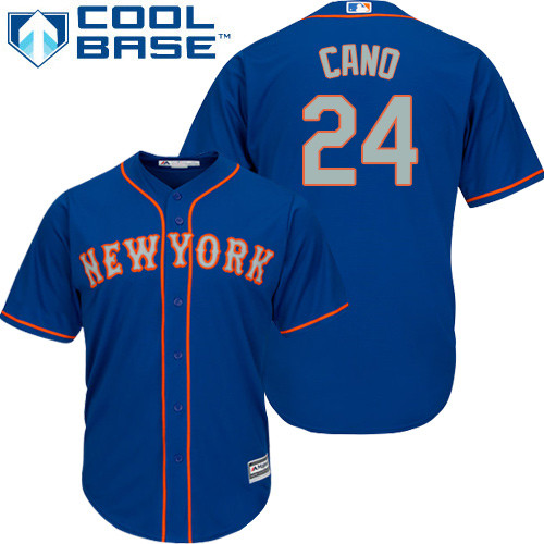 Youth Mets #24 Robinson Cano Blue(Grey NO.) Cool Base Stitched Youth Baseball Jersey