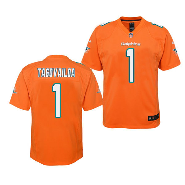 Youth Miami Dolphins #1 Tua Tagovailoa Nike Orange Color Rush Limited Jersey