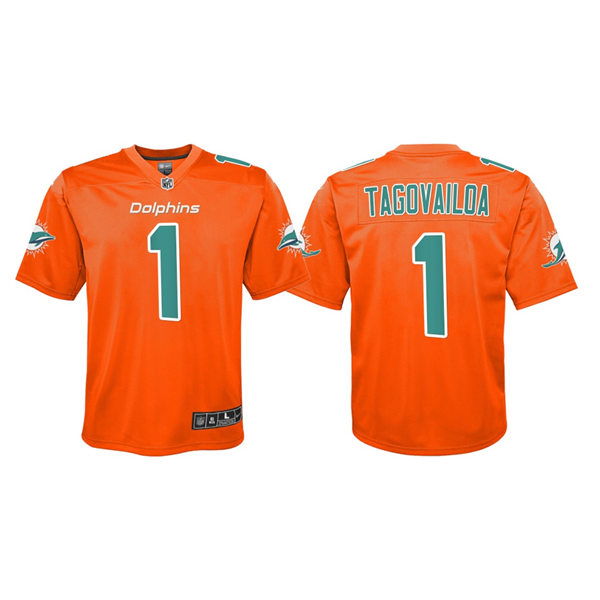 Youth Miami Dolphins #1 Tua Tagovailoa Nike Orange Inverted Jersey
