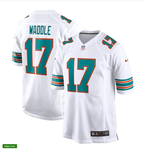 Youth Miami Dolphins #17 Jaylen Waddle Nike White Retro Alternate Vapor Limited Jerse