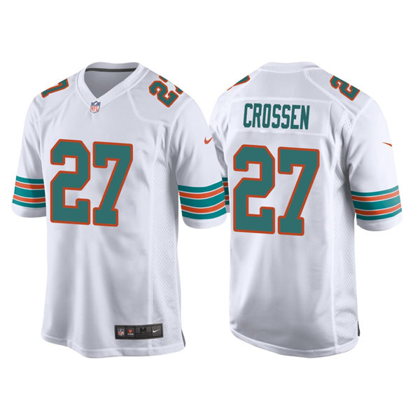 Youth Miami Dolphins #27 Keion Crossen White Retro Alternate Limited Jersey
