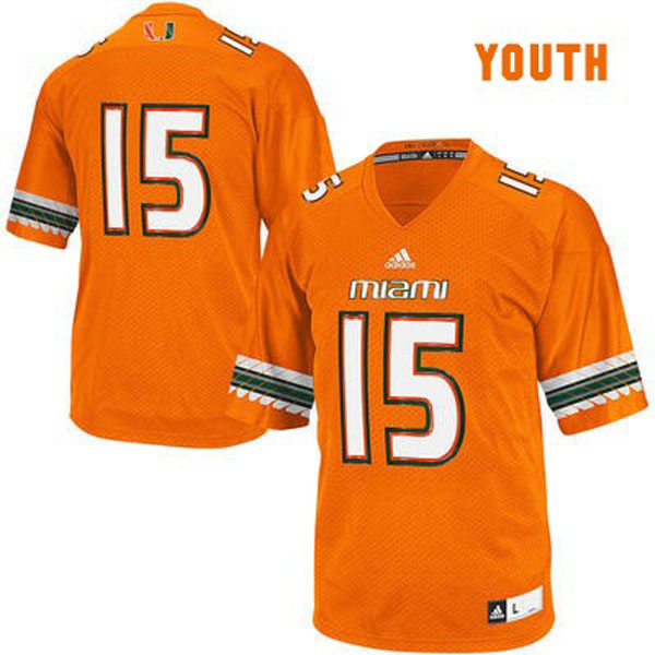 Youth Miami Hurricanes #15 Orange Football Jersey Youth Jersey Youth Miami Hurricanes #15 Orange Football Jersey